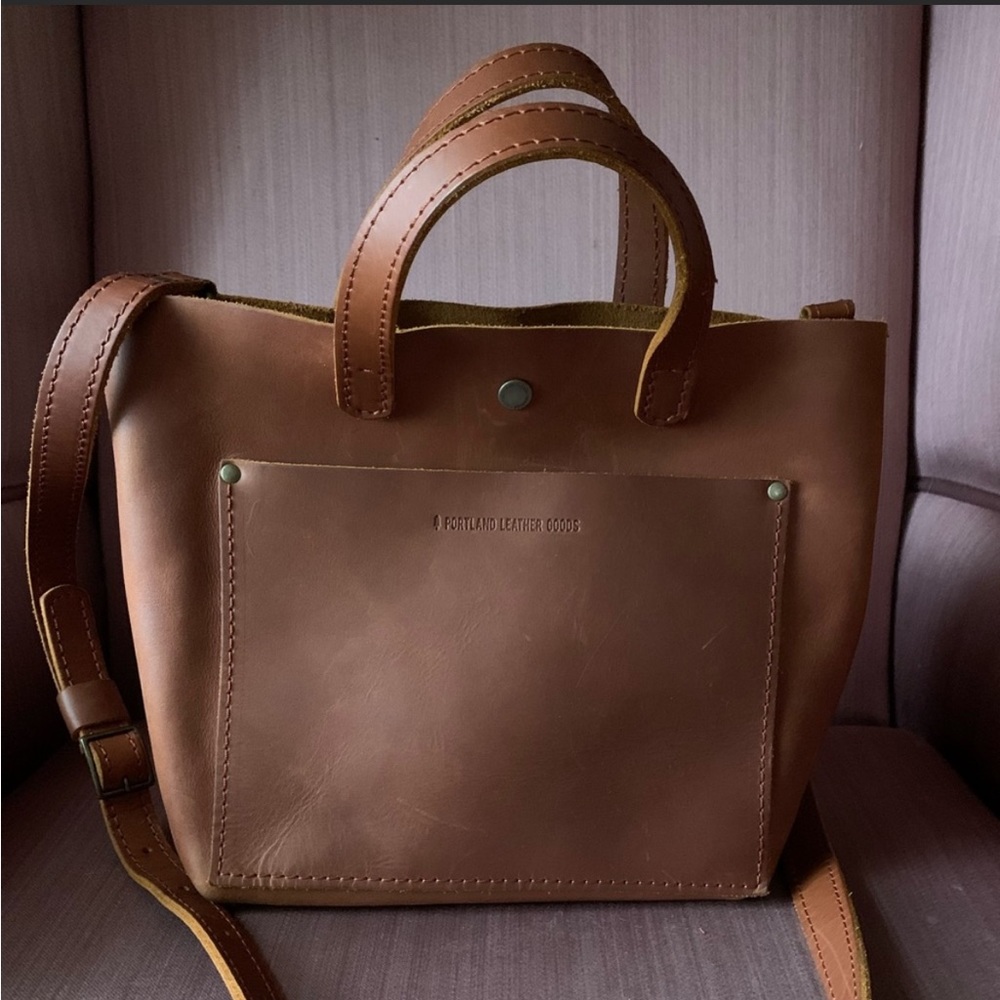 Portland Leather Goods Mini Crossbody in Honey.